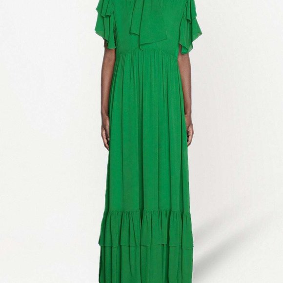 Gucci Women's Green Chiffon Organdy Maxi Dress - Picture 4 of 8